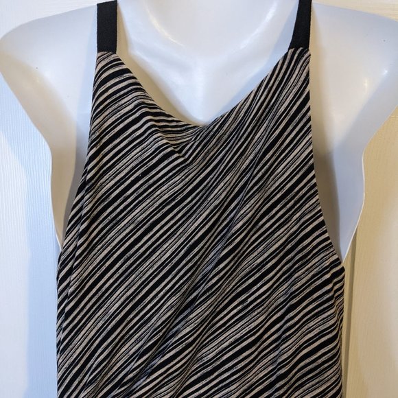 Maeve Anthropologie Black/Tan Striped Asymmetrical Hi Lo Maxi Dress - size S NWT - Picture 5 of 9